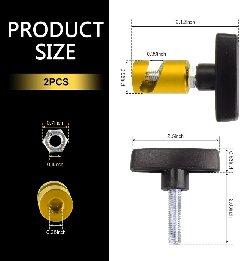 winterrock 2PCS Car Hood Prop Rods, Aluminum Alloy Engine Hood Support Rod Retainer, Portable Anti-Slip Anti-Pinch Vehicle Metal Hood Strut Clamp, Universal Snap-on Auto Support Lift Accessories(Gold) - Image 2